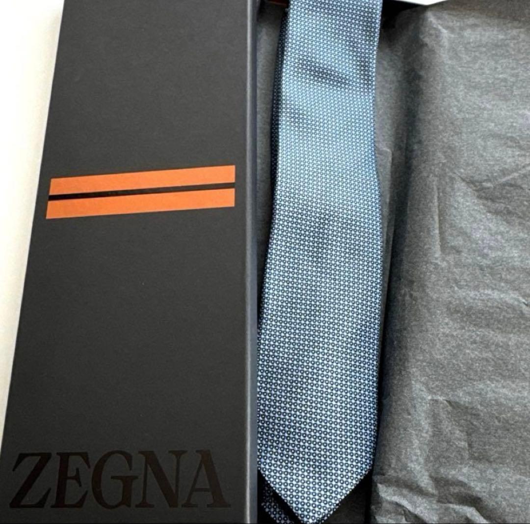 ZEGNA ゼニア ダークブルー ドットパターン ネクタイ