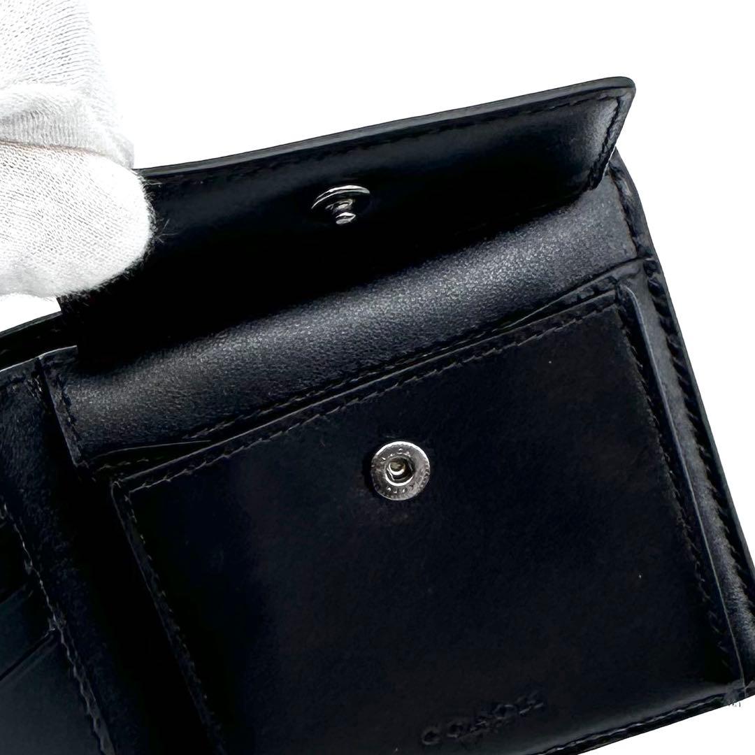 極美品✨COACH コーチ ２つ折り財布 シグネチャー エンボス 本革 ブラック