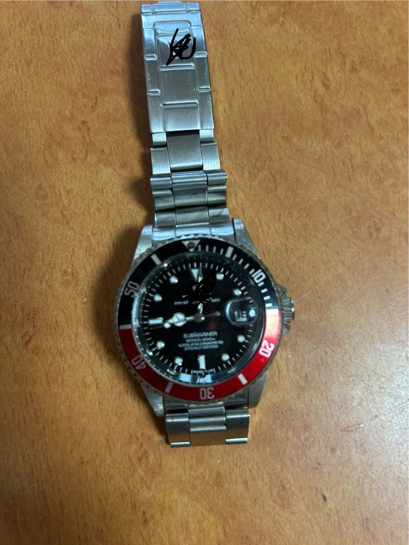 自動巻き腕時計 黒赤 ダイバーズスタイル