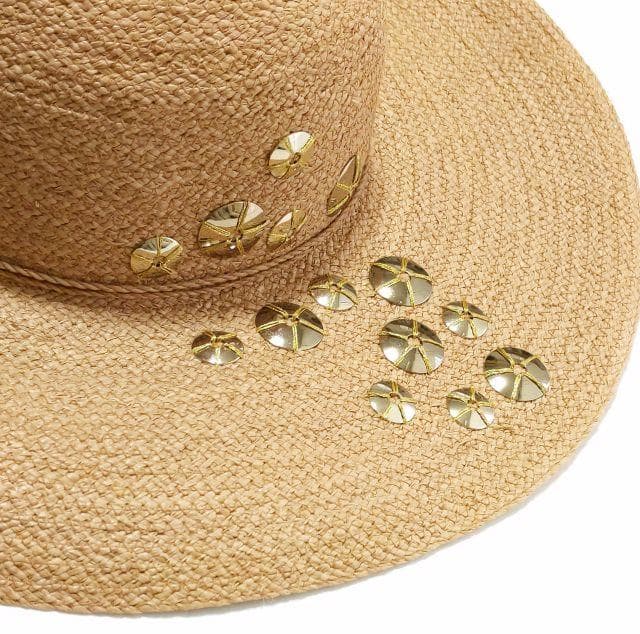 美品★ヘレンカミンスキー★Cali ラフィアハット ゴールド ビジュー レア