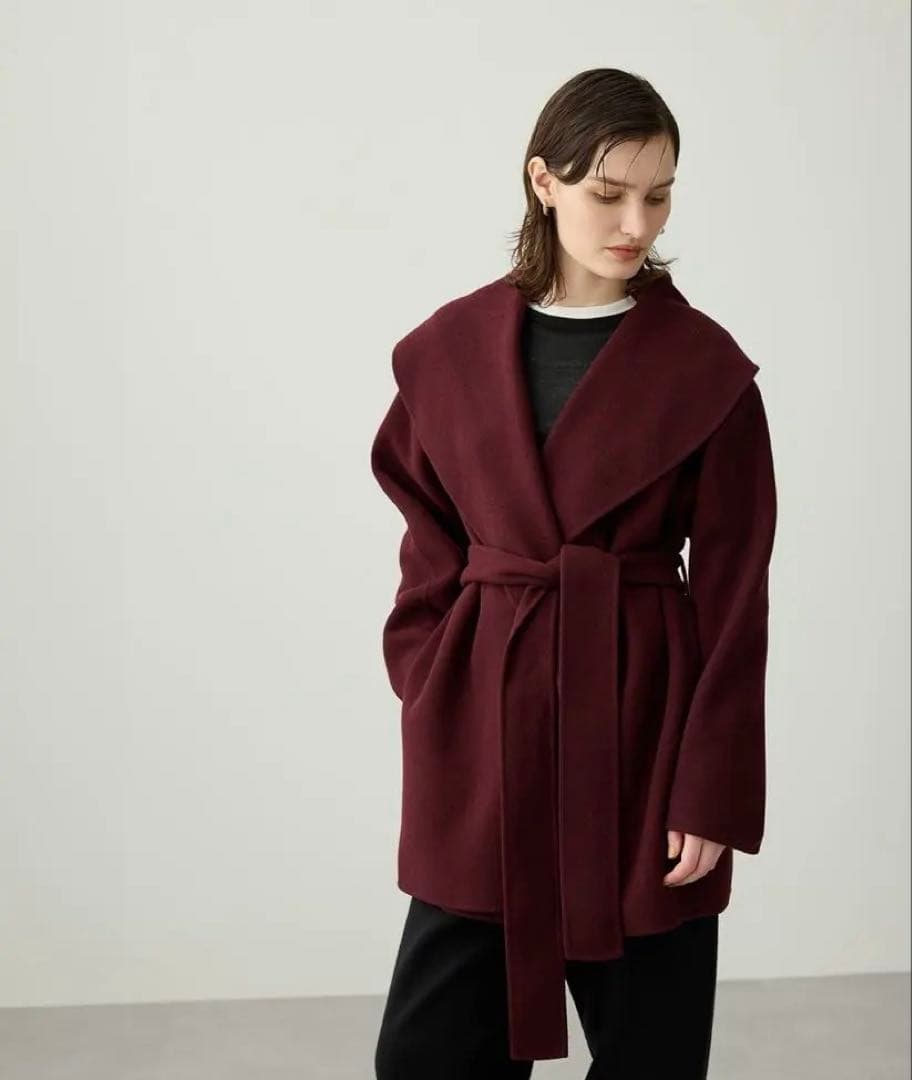 N.O.R.C ウールメルトンミドルリバーコート　ボルドー