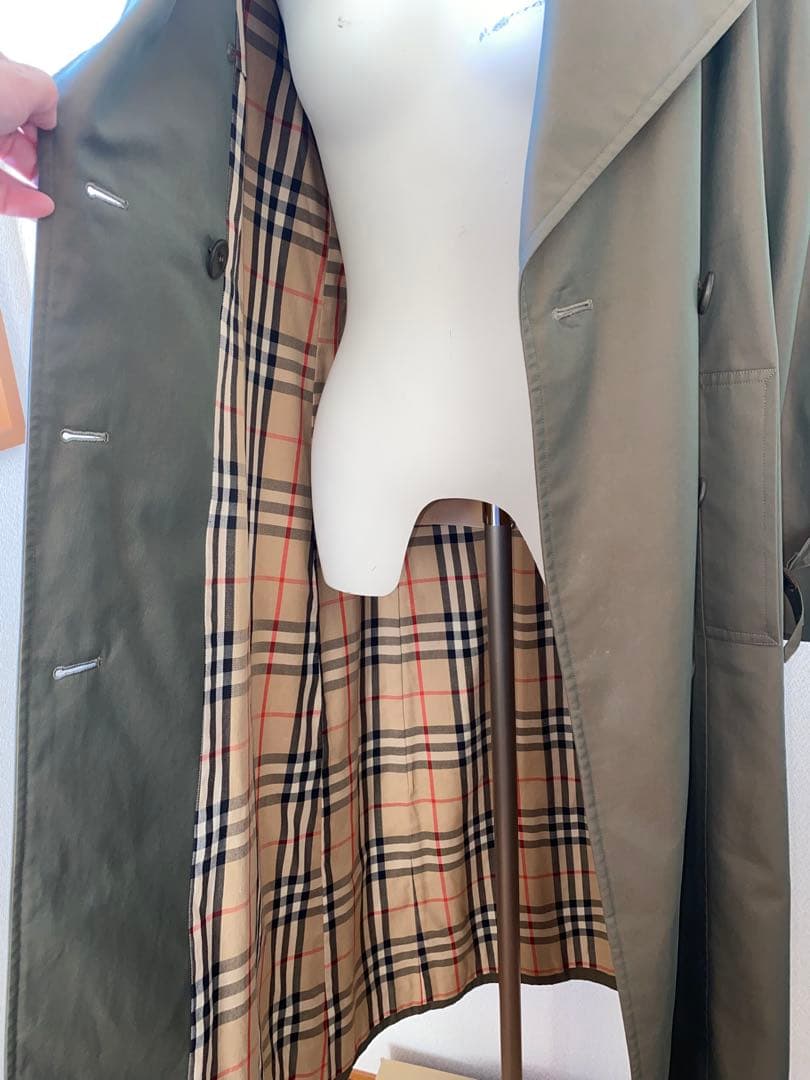 美品 Burberry トレンチコート ヴィンテージ 玉むし色 カーキ