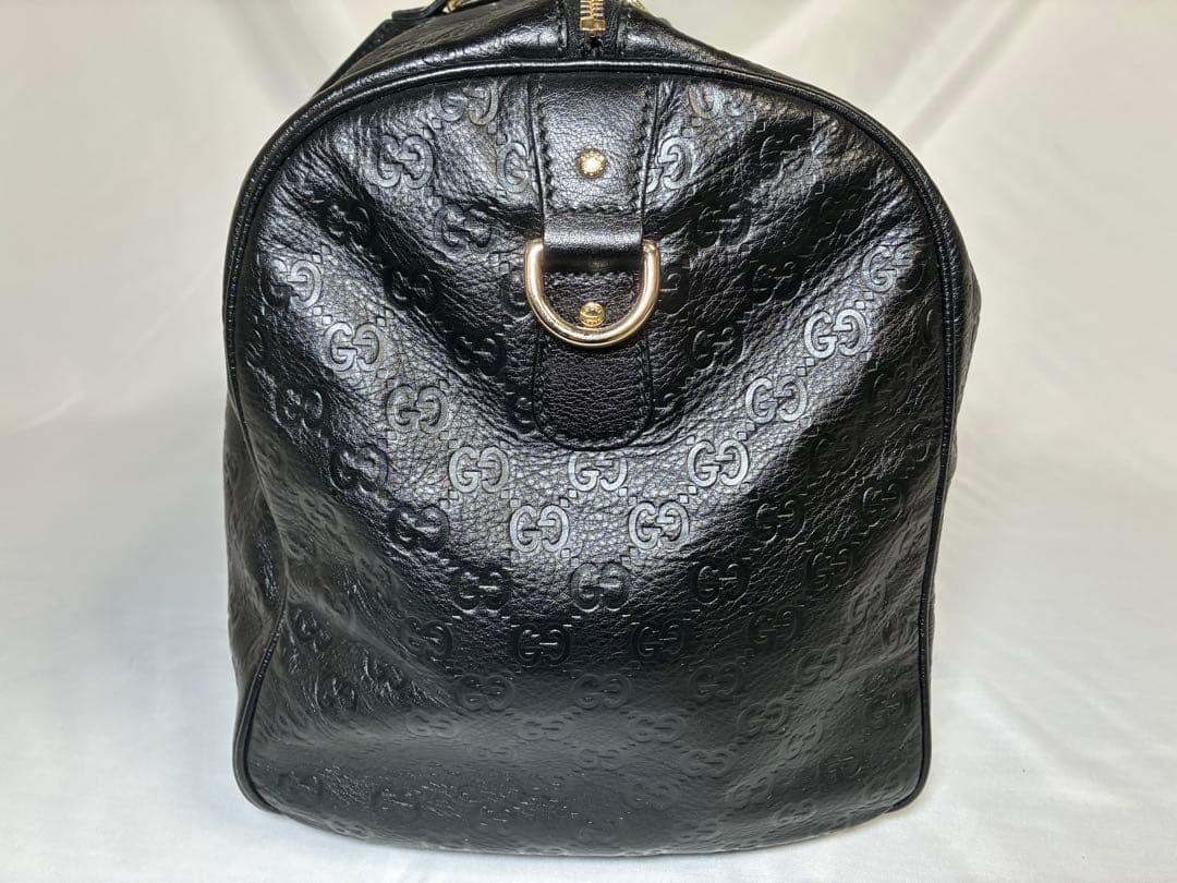 GUCCI ブラック レザー ボストンバッグ