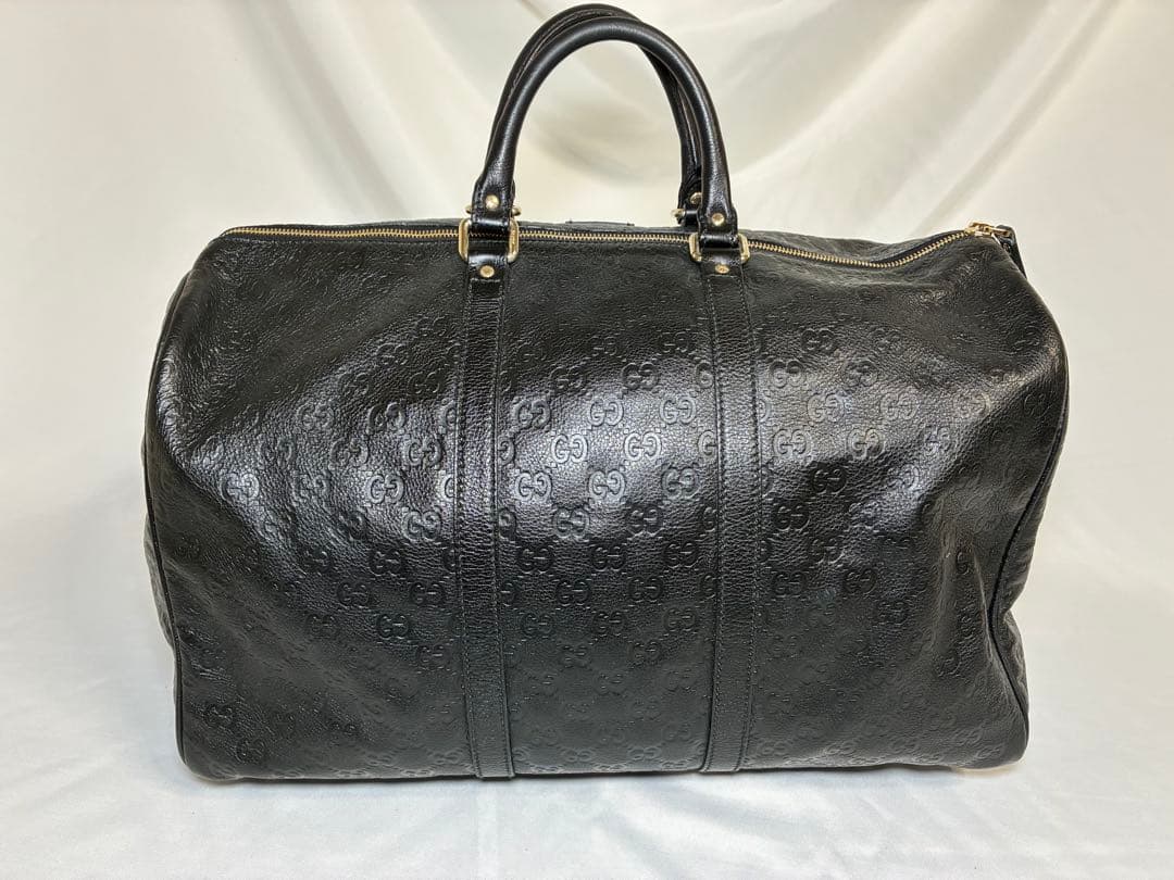 GUCCI ブラック レザー ボストンバッグ