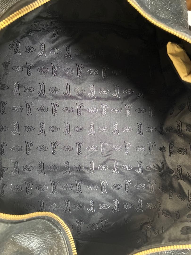 GUCCI ブラック レザー ボストンバッグ