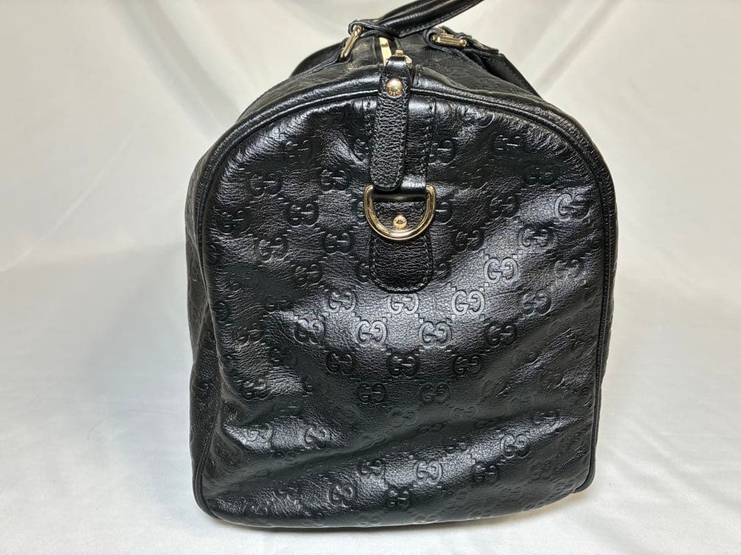 GUCCI ブラック レザー ボストンバッグ