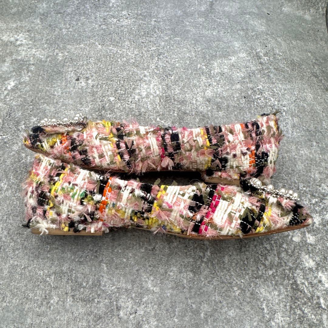 靴 PIPPICHIC Tweed ANNA V JEWERLY Flats 37