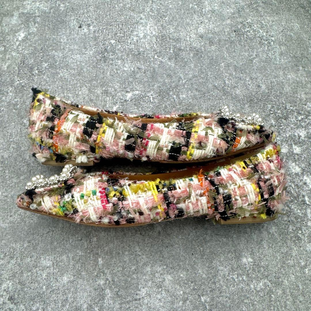 靴 PIPPICHIC Tweed ANNA V JEWERLY Flats 37