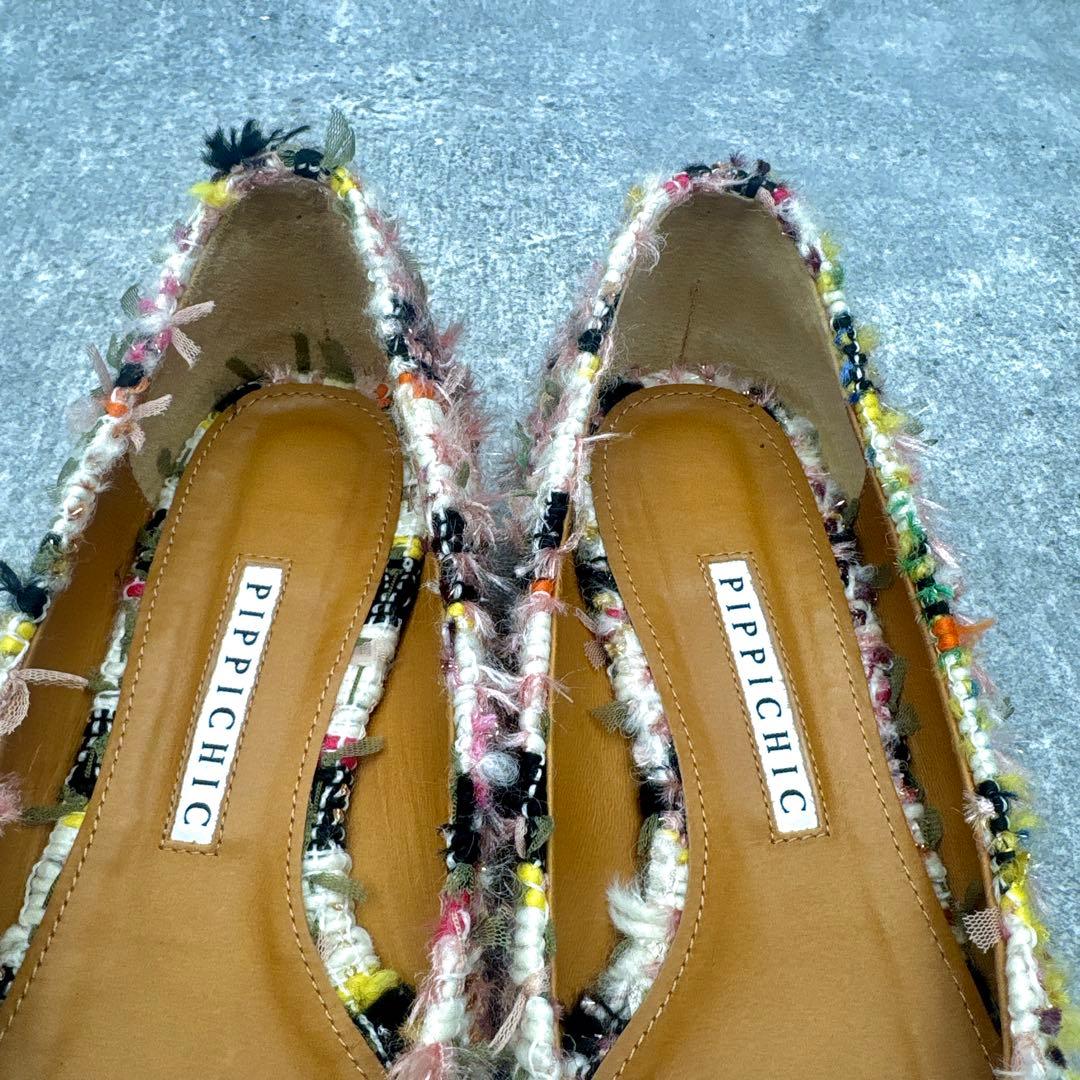 靴 PIPPICHIC Tweed ANNA V JEWERLY Flats 37