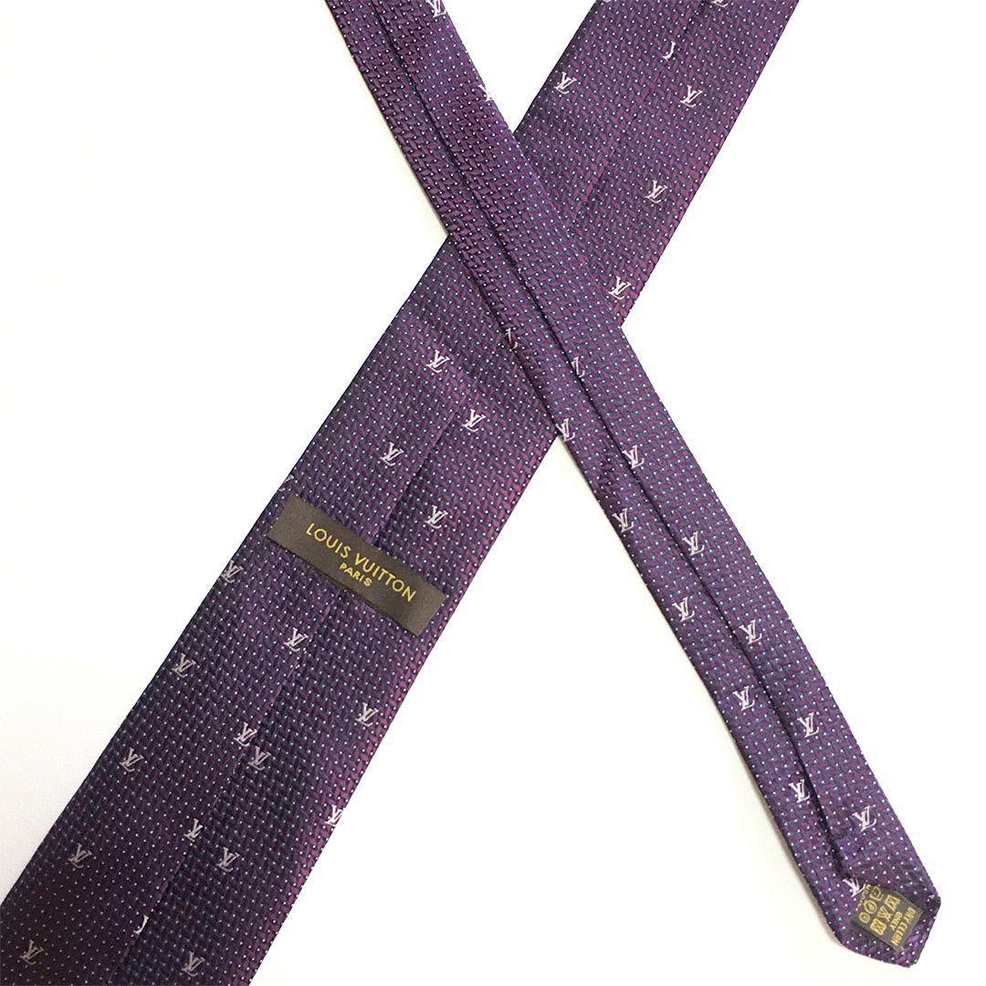 未使用級 ルイヴィトン Louis Vuitton ネクタイ パープル LV柄