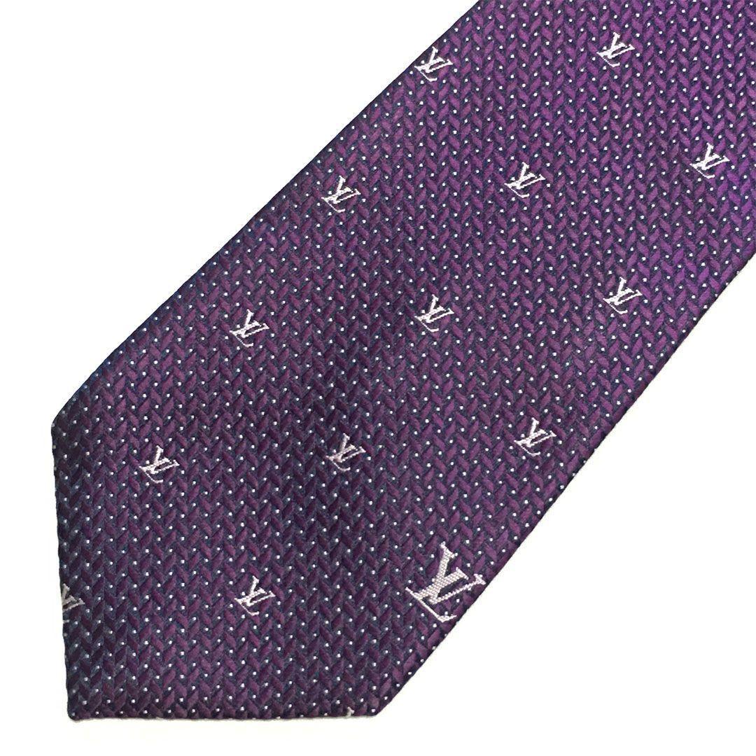 未使用級 ルイヴィトン Louis Vuitton ネクタイ パープル LV柄
