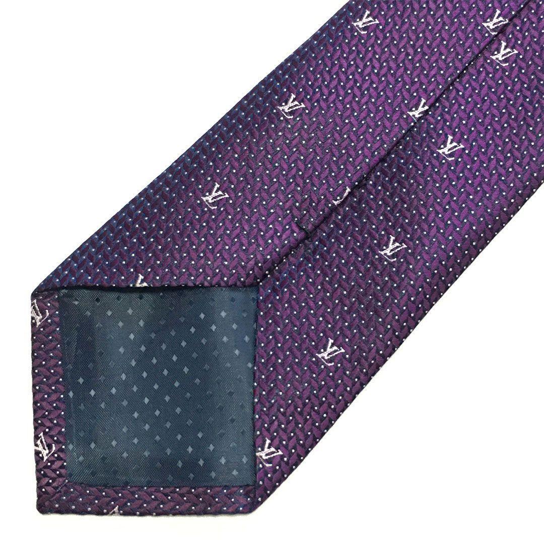 未使用級 ルイヴィトン Louis Vuitton ネクタイ パープル LV柄