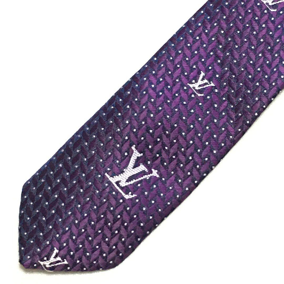 未使用級 ルイヴィトン Louis Vuitton ネクタイ パープル LV柄