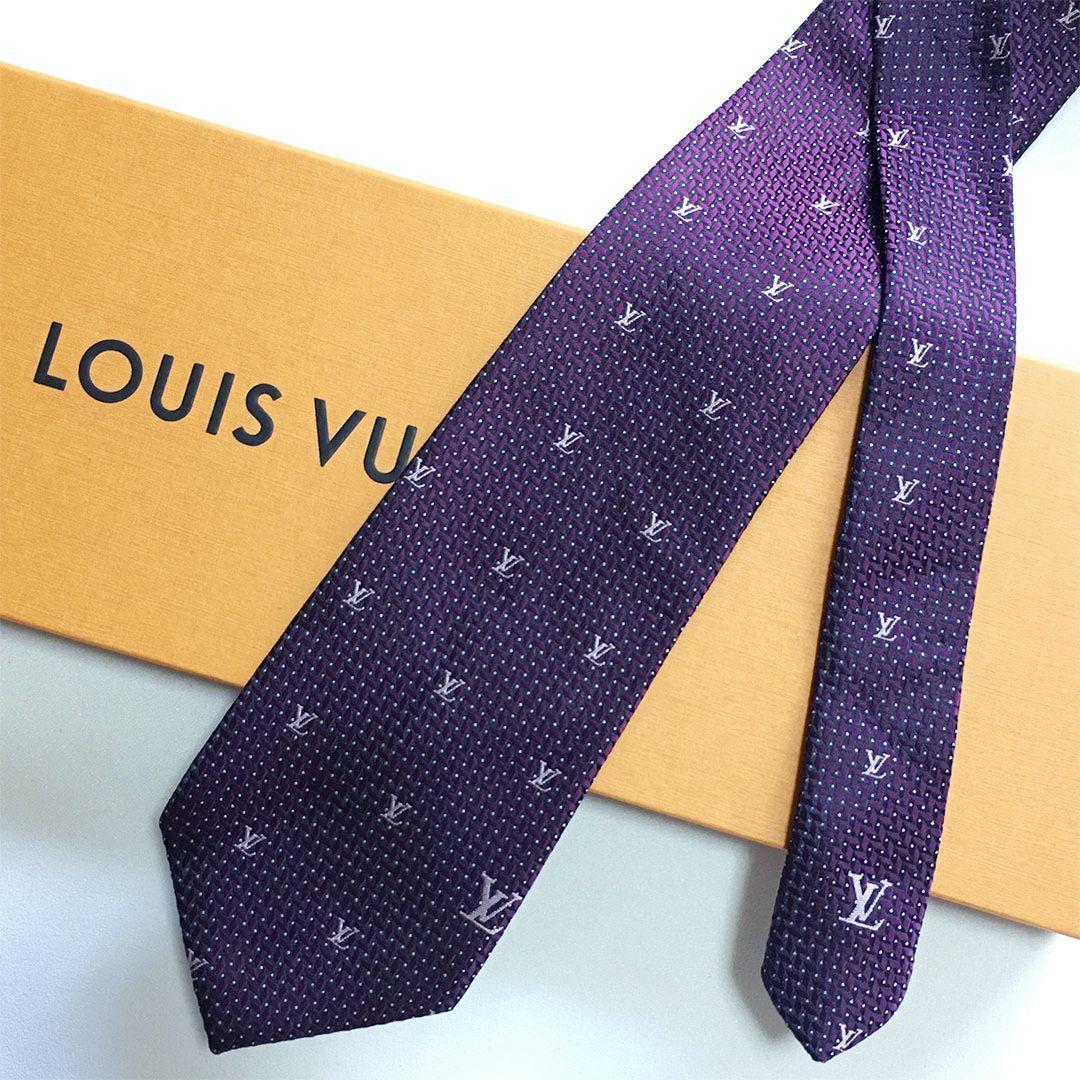 未使用級 ルイヴィトン Louis Vuitton ネクタイ パープル LV柄