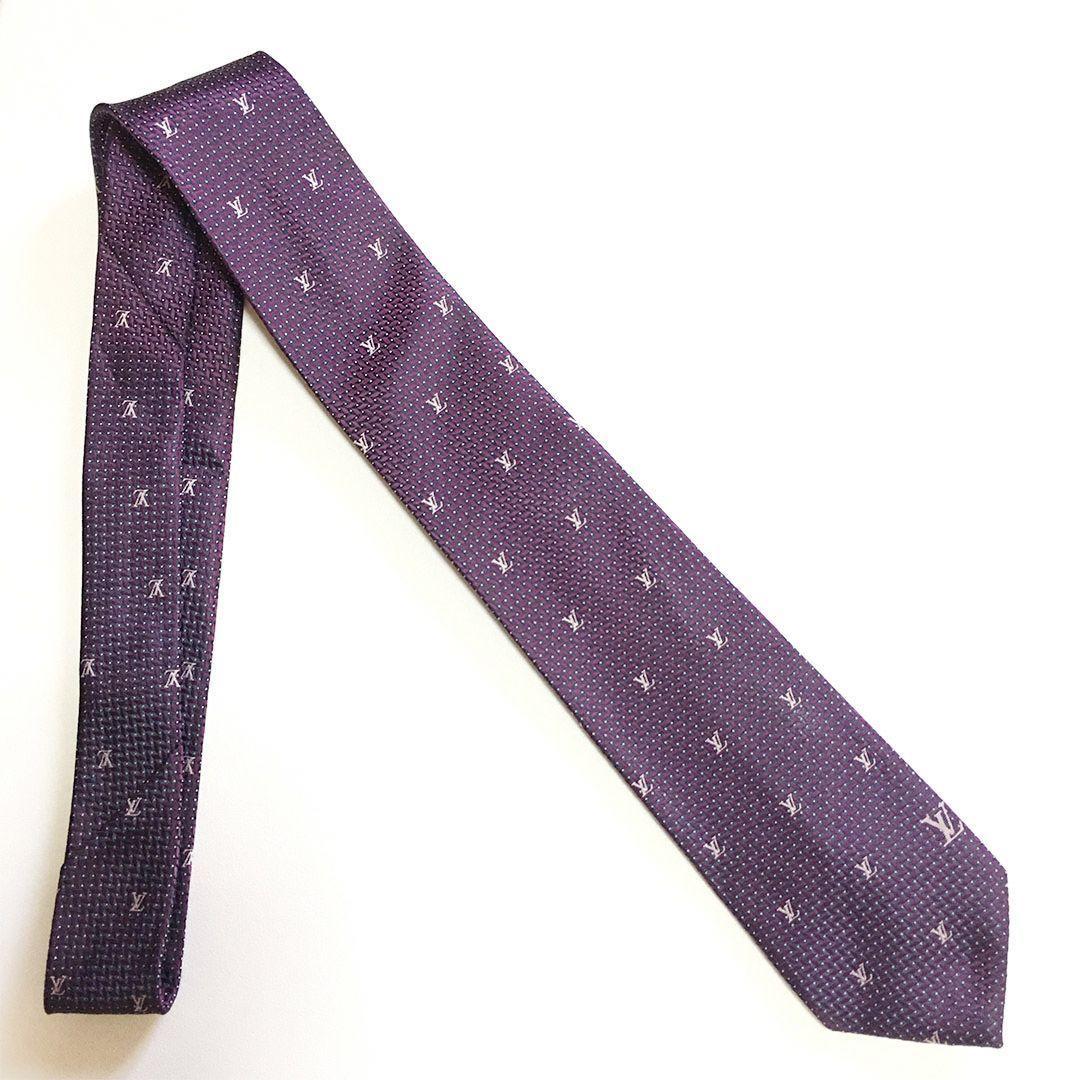 未使用級 ルイヴィトン Louis Vuitton ネクタイ パープル LV柄
