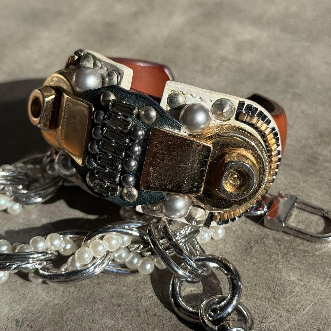 COFFY レザー メタル 装飾バングル ブレスレット