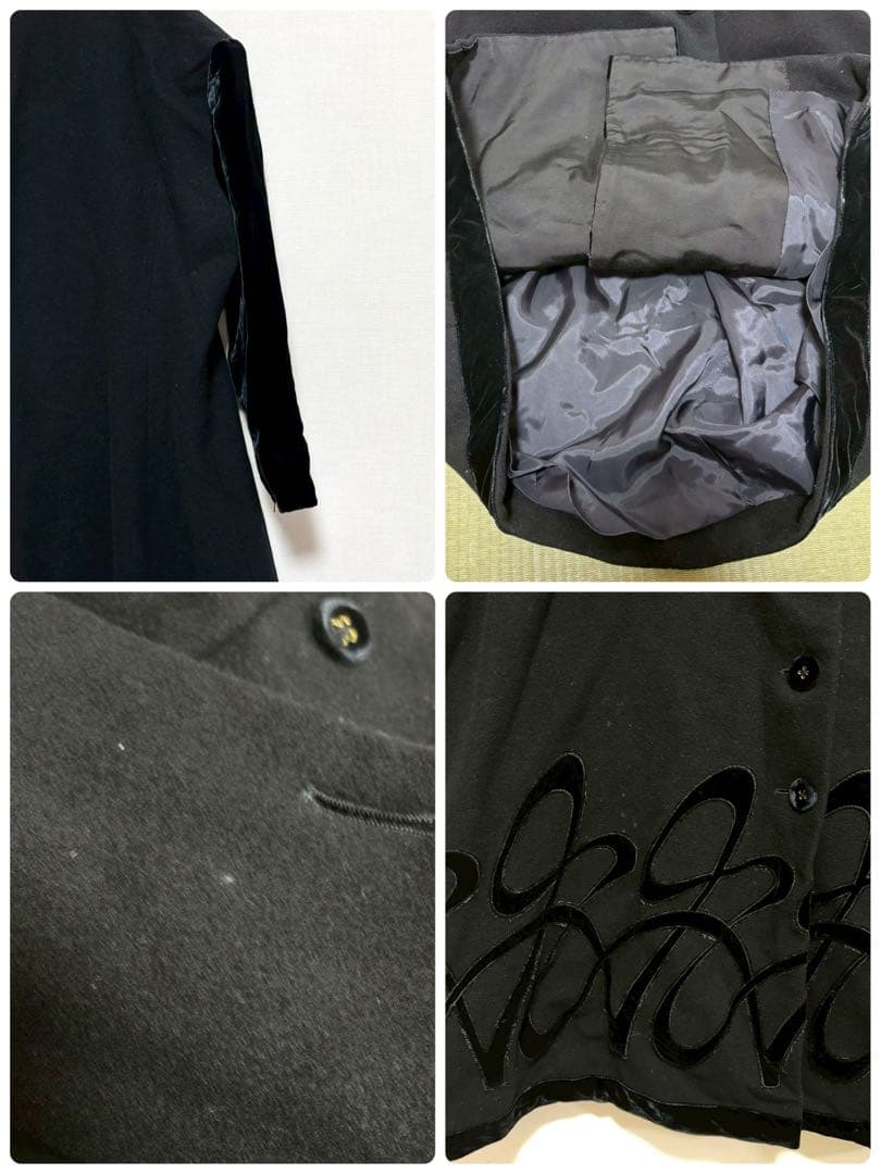 HIROKO KOSHINO ロングコート 黒 ブラック 9 アウター 上品