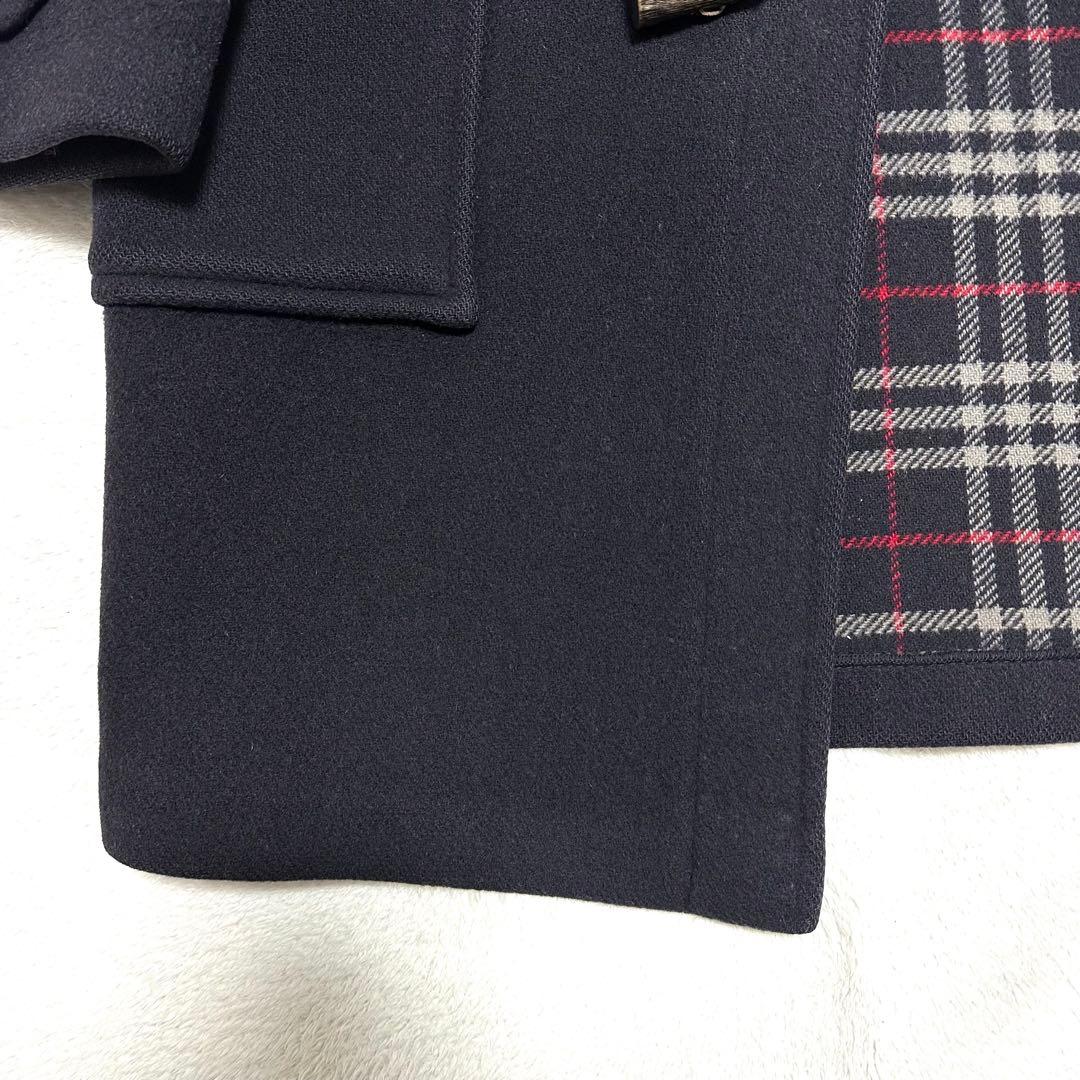 希少　Burberry ダッフルコート　ノバチェック　ネイビー　ウール