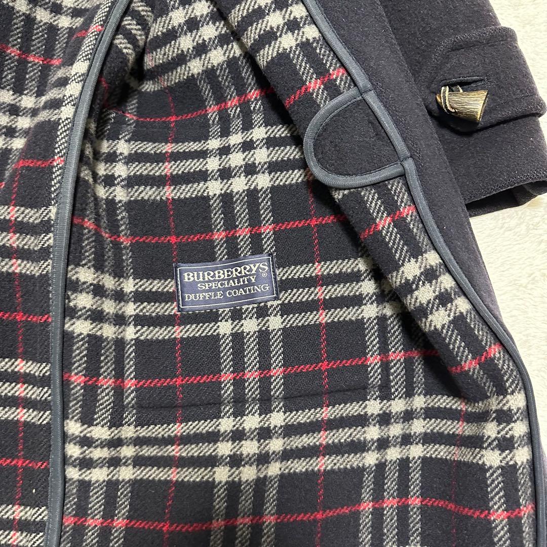 希少　Burberry ダッフルコート　ノバチェック　ネイビー　ウール