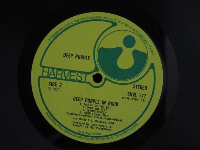 DEEP PURPLE★In Rock UK Harvest オリジナル