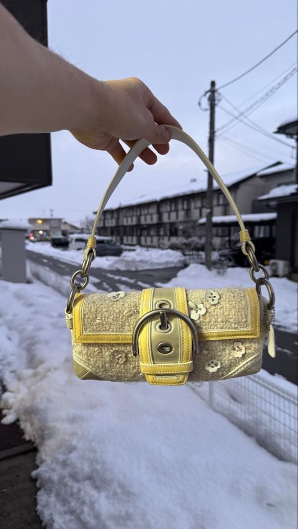 Coach Soho tweed weave baguette コーチ