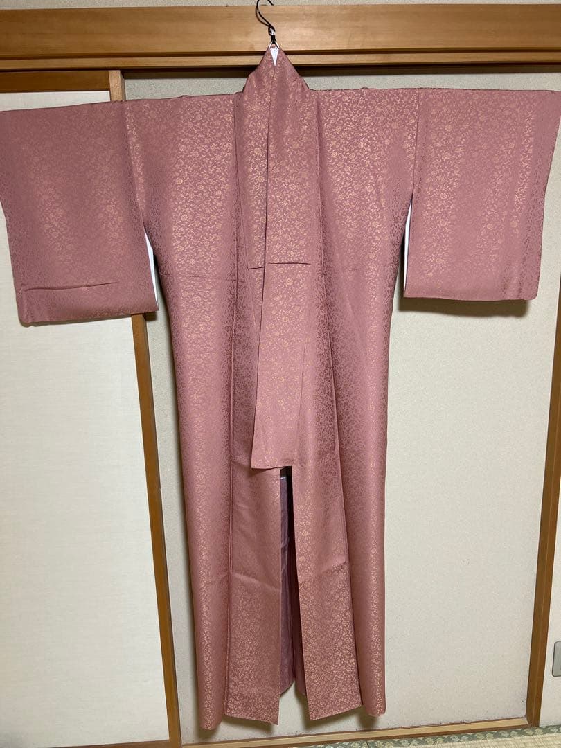 正絹小紋　一つ紋縫い紋　更紗文様　着物