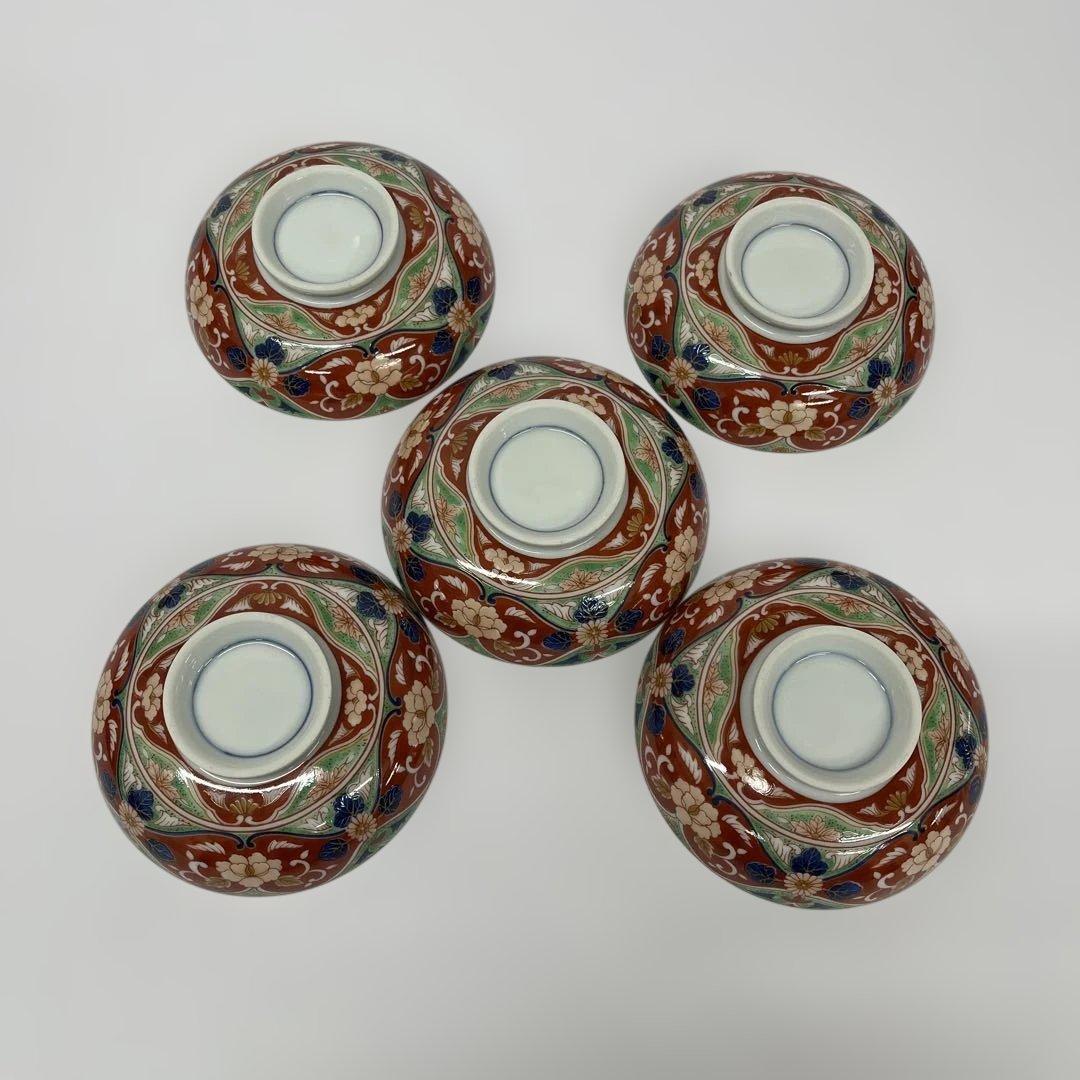 前畑陶器　庫山窯　染錦牡丹 蓋付き丼ぶり　蓋付き碗 5客セット 蓋付き煮物椀