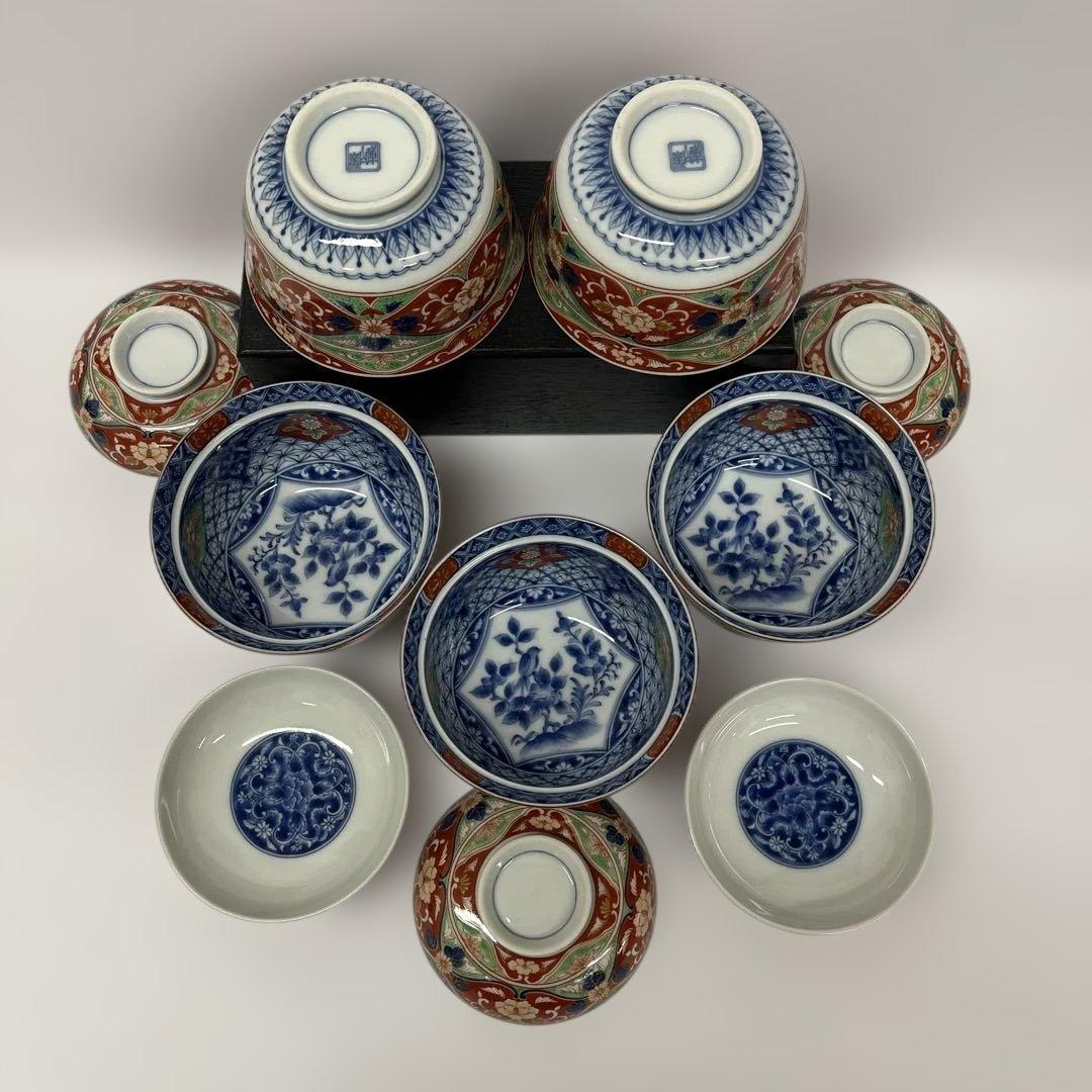 前畑陶器　庫山窯　染錦牡丹 蓋付き丼ぶり　蓋付き碗 5客セット 蓋付き煮物椀