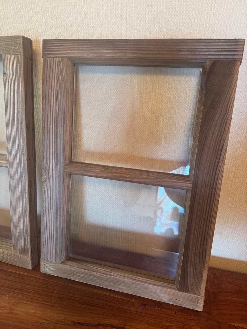 アンティーク ガラス扉 4枚セット 昭和レトロ 鍵付き扉DIY