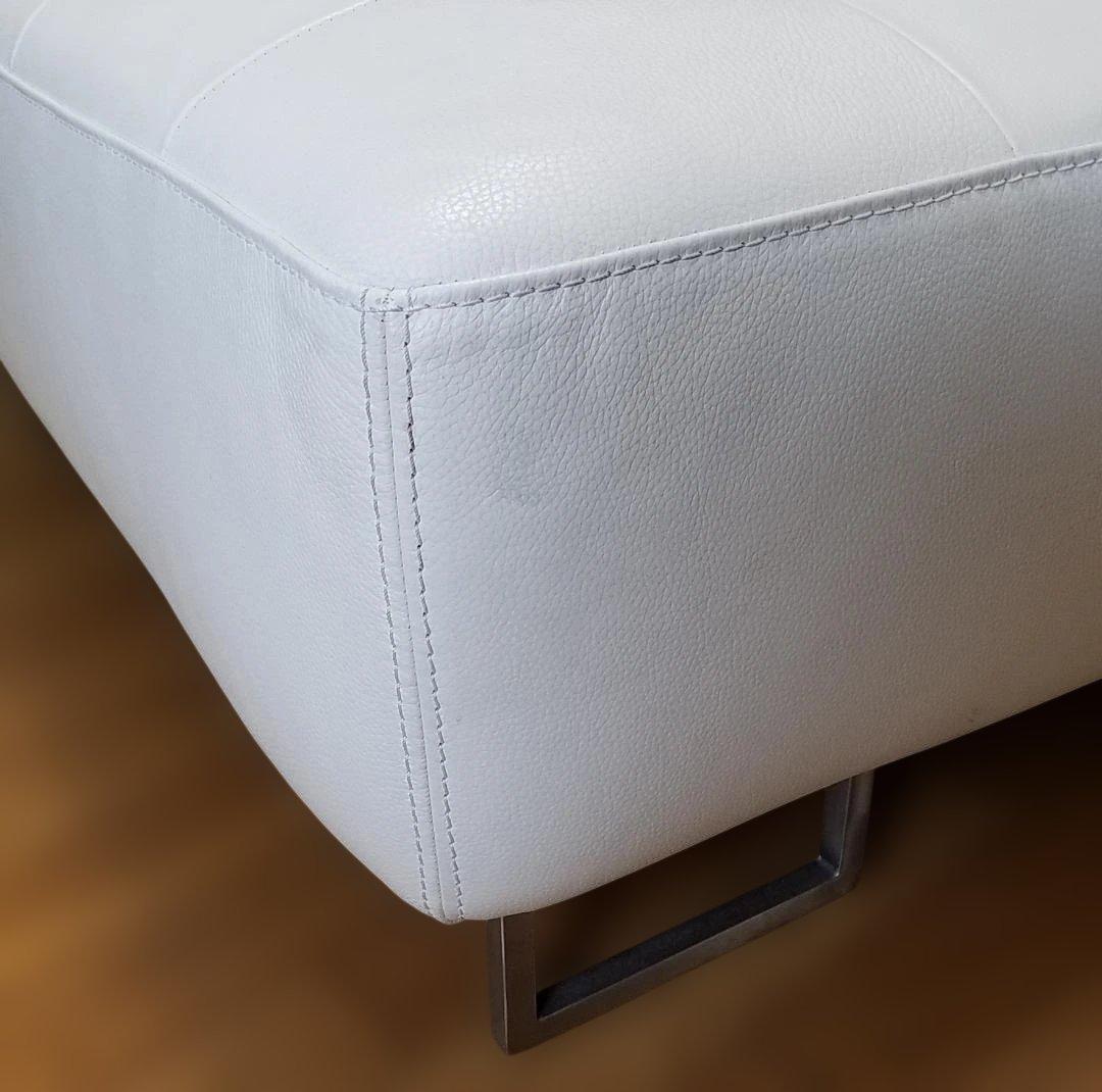 IDC 大塚家具 本革 ソファ L/Sコンフォート11 ホワイト レザー 中古