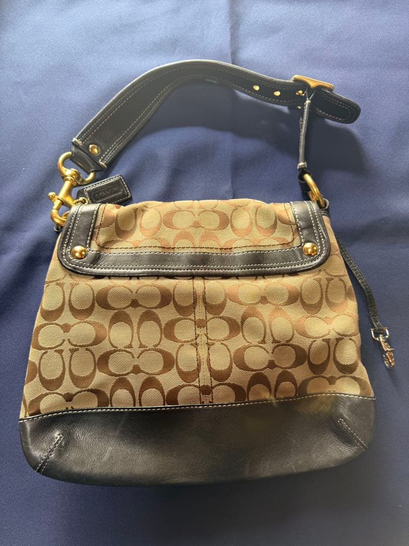 COACH ワンショルダー バッグ シグネチャー ターンロック ベージュ