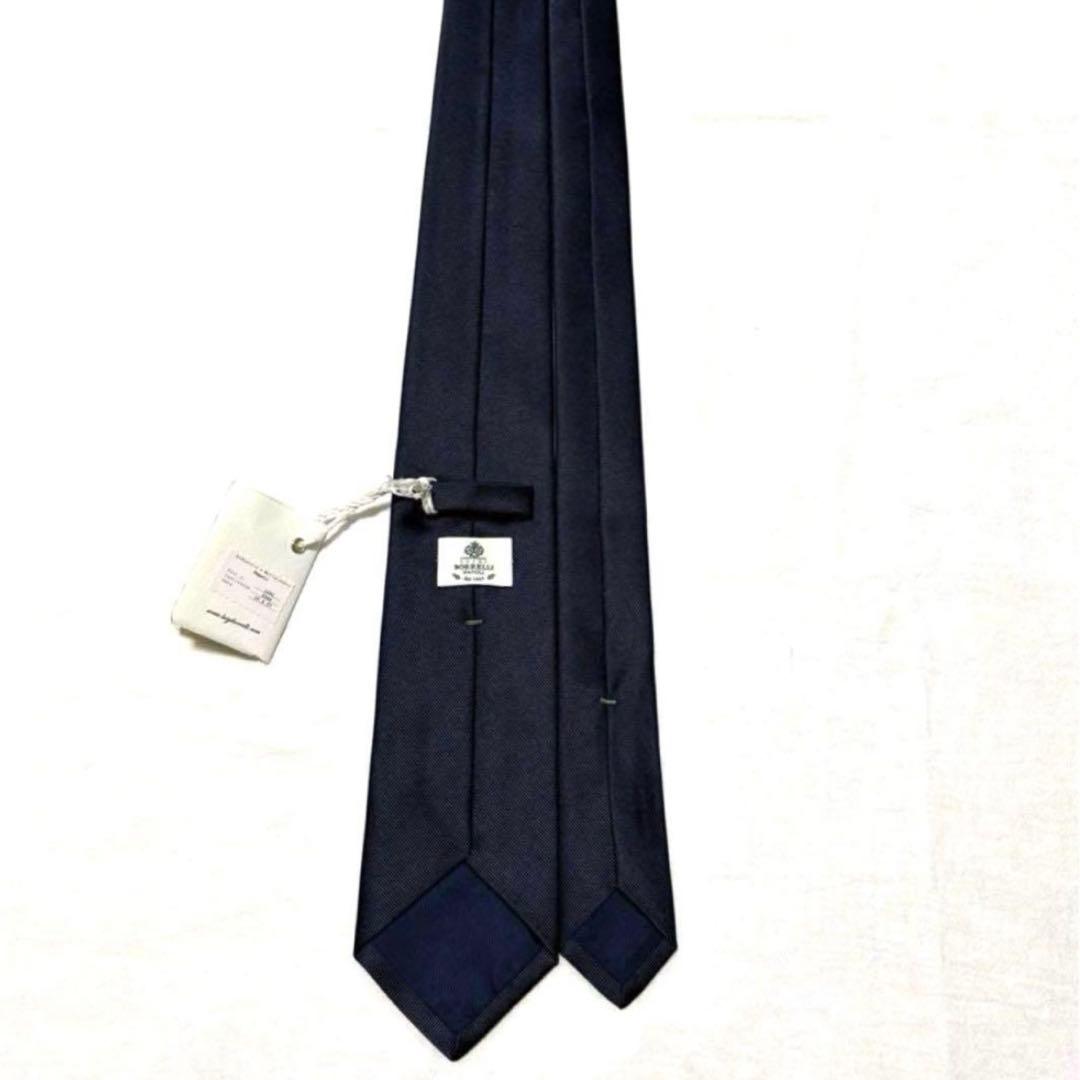 新品　ルイジボレッリ　ネクタイ　濃紺　ダークネイビー　無地　ソリッド　タグ付