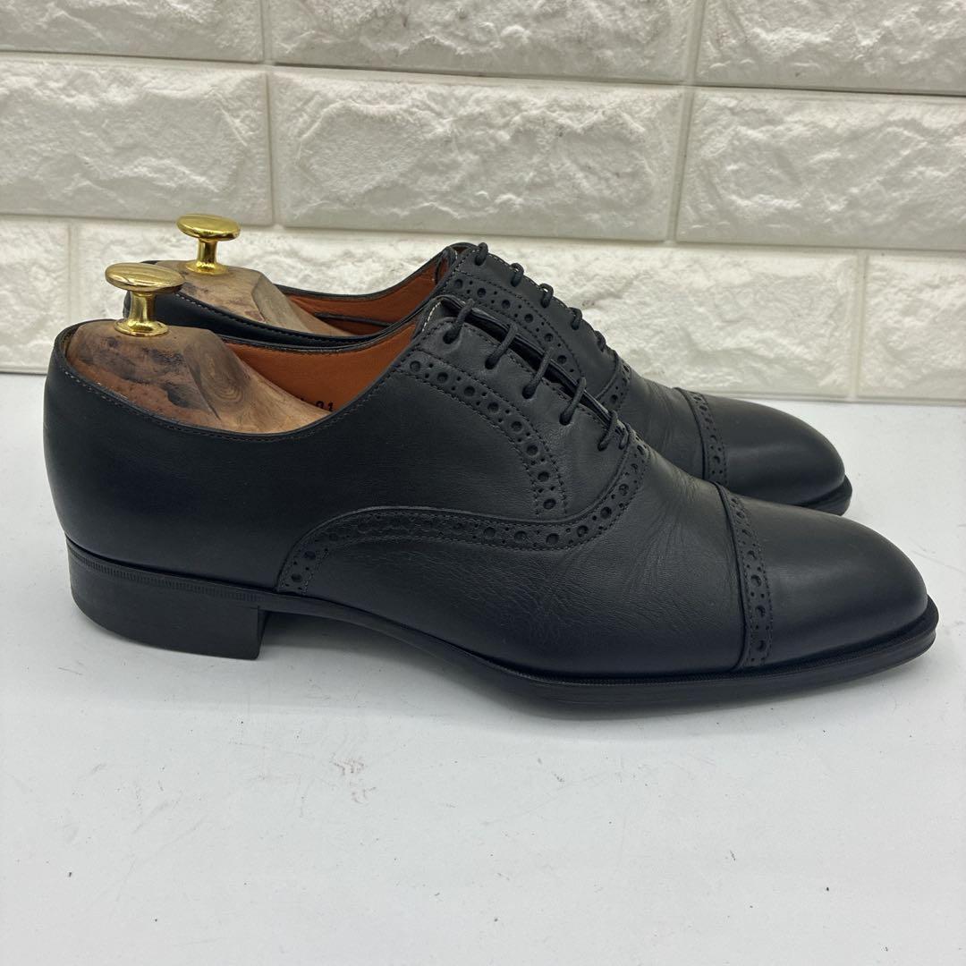 【美品】Santoni サントーニ ストレートチップ 6 ビジネスシューズ 黒