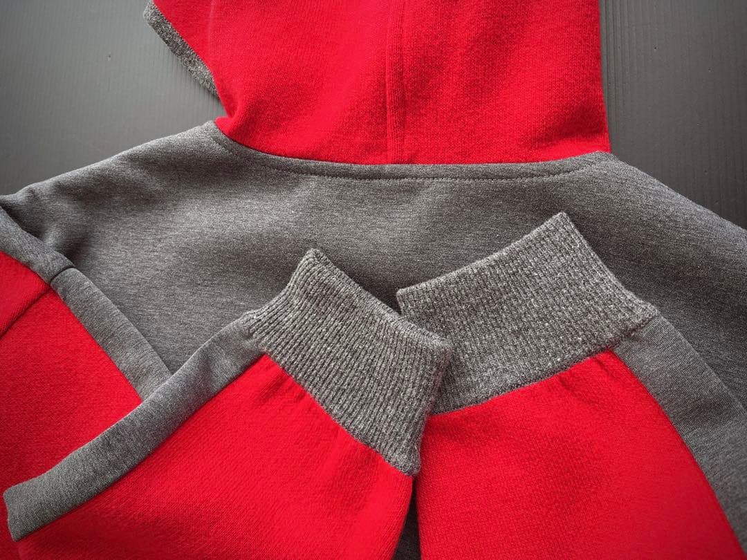 ランバンスポール　フード付きニット　レッド