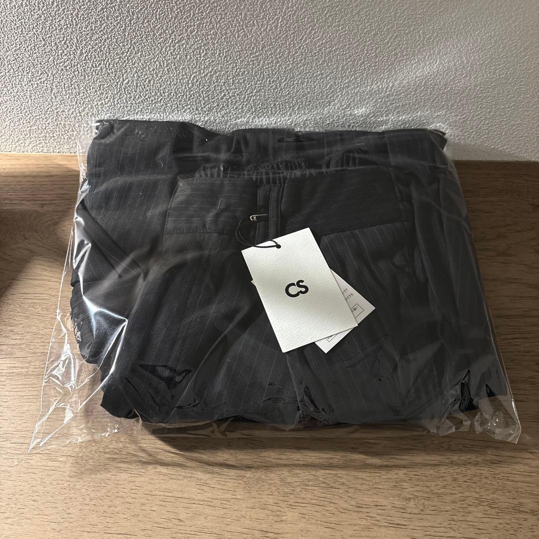 パンツ CS stripe cross tuck drape slacks black