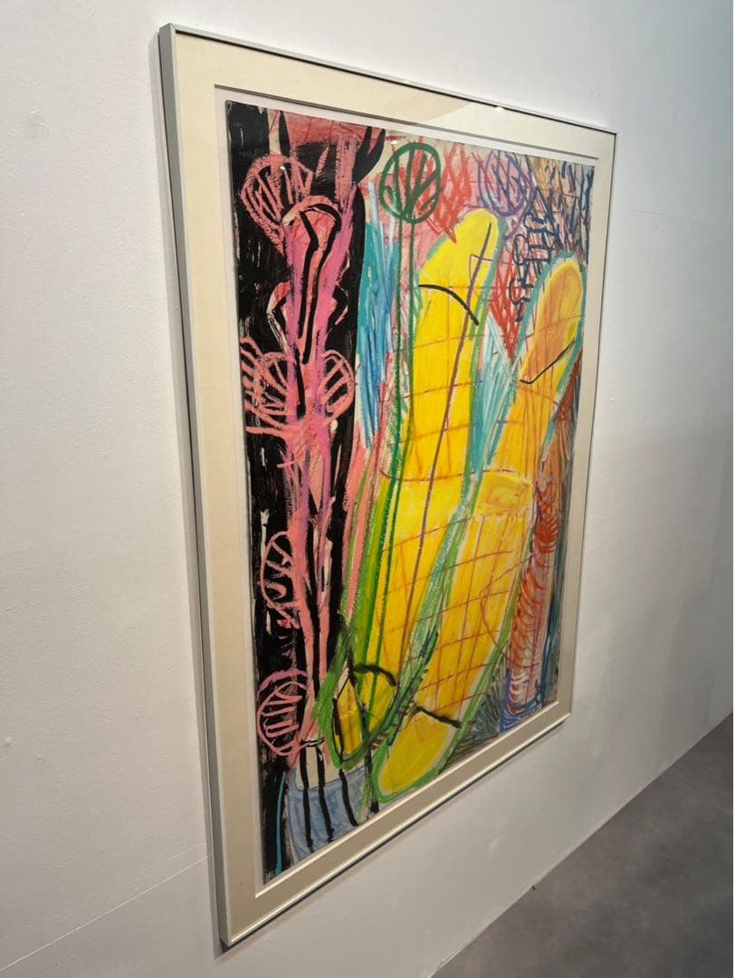 堀越千秋「ニース」1988年 カルトレにアクリル・オイルパステル 額装済