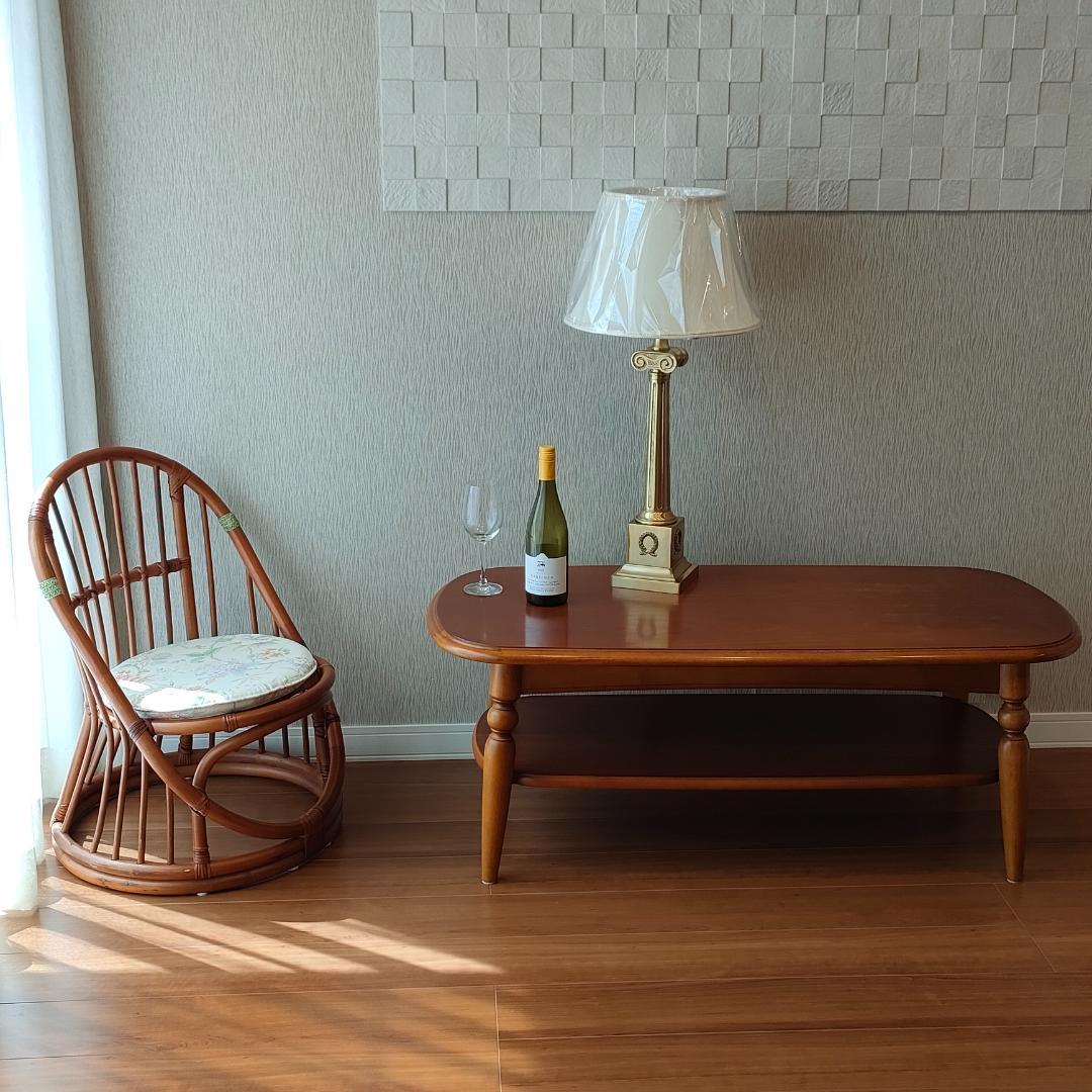 チターノ　カリモク　センターテーブル　棚付き　天然木