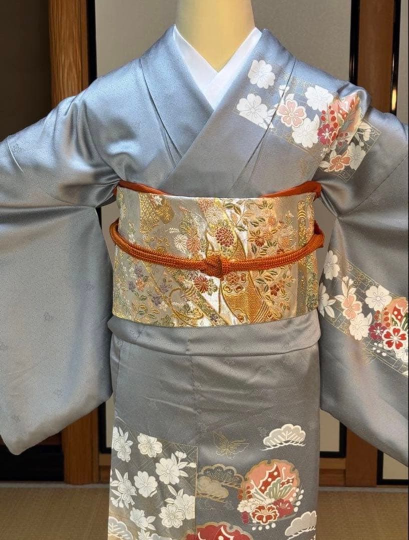 ⭐️華やかフォーマル4点フルセット 正絹訪問着　袋帯　帯締め帯揚げ
