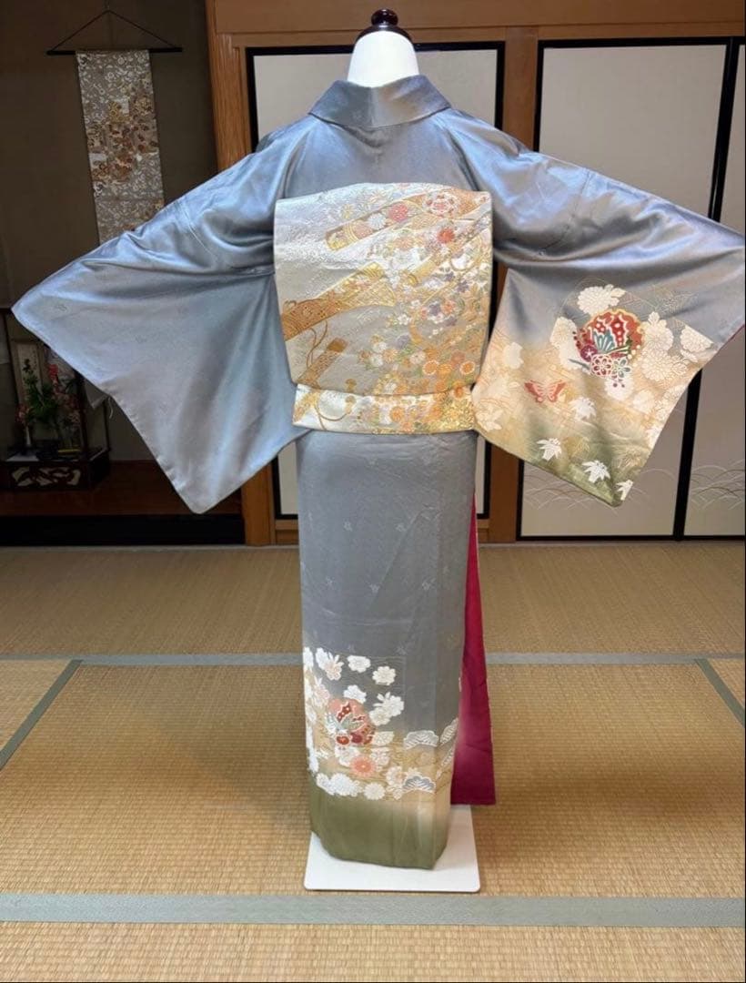 ⭐️華やかフォーマル4点フルセット 正絹訪問着　袋帯　帯締め帯揚げ