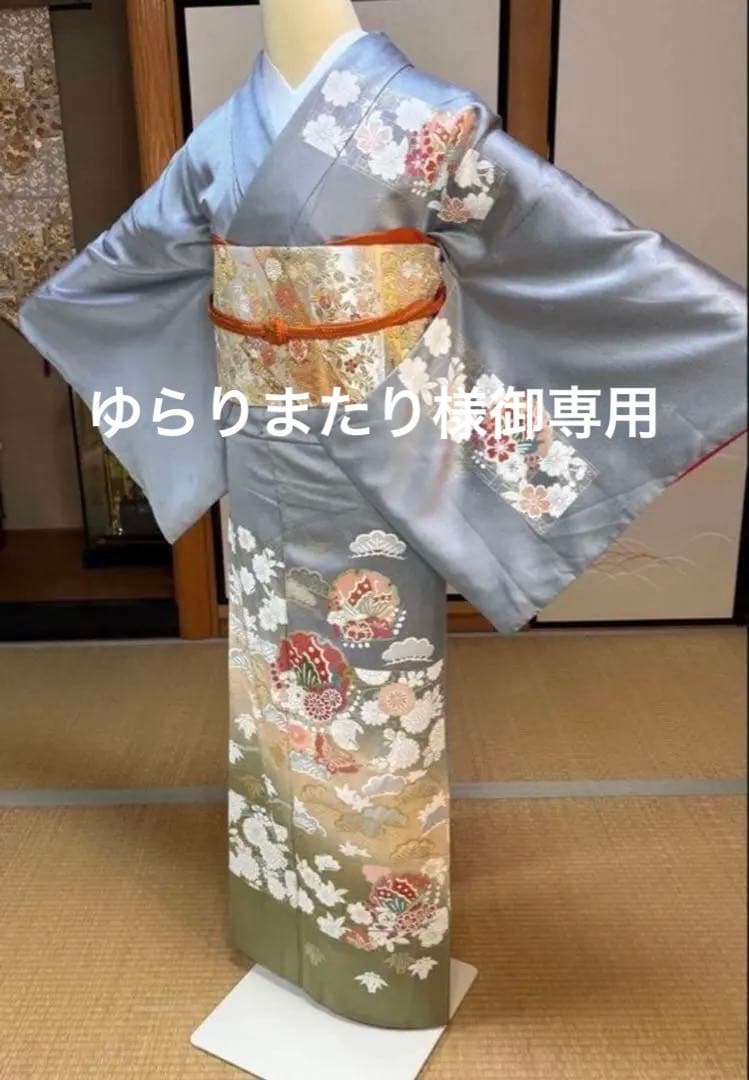 ⭐️華やかフォーマル4点フルセット 正絹訪問着　袋帯　帯締め帯揚げ