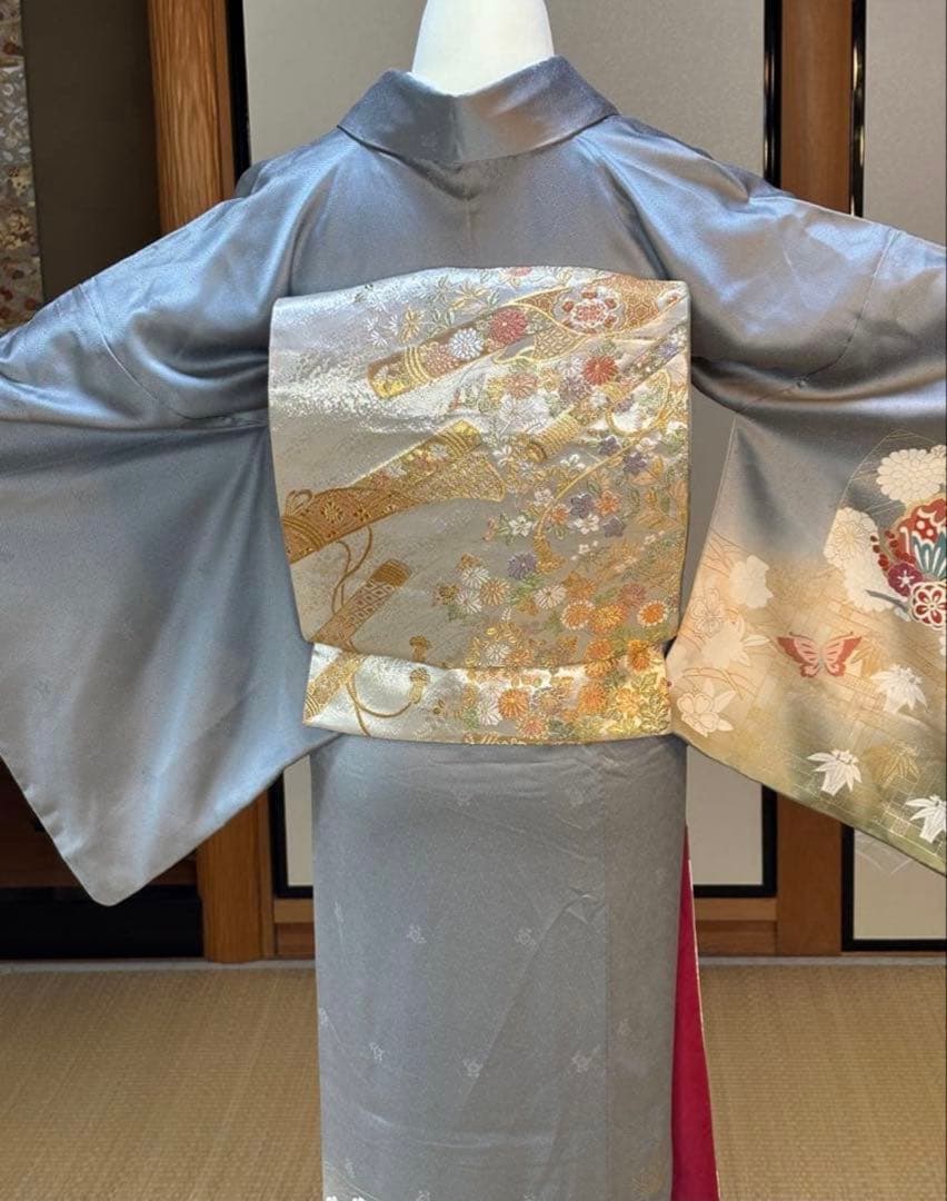 ⭐️華やかフォーマル4点フルセット 正絹訪問着　袋帯　帯締め帯揚げ