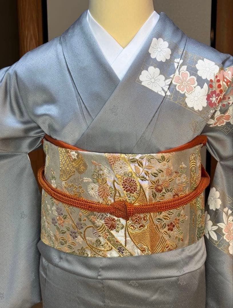 ⭐️華やかフォーマル4点フルセット 正絹訪問着　袋帯　帯締め帯揚げ