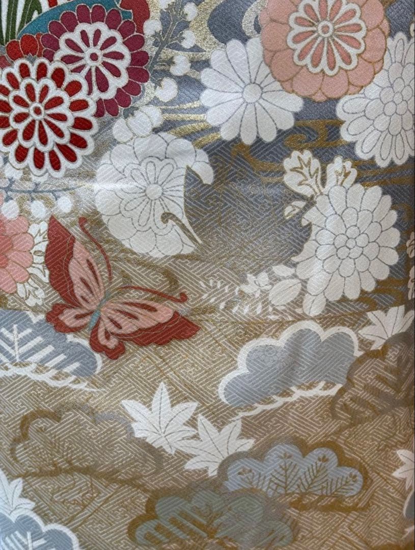 ⭐️華やかフォーマル4点フルセット 正絹訪問着　袋帯　帯締め帯揚げ