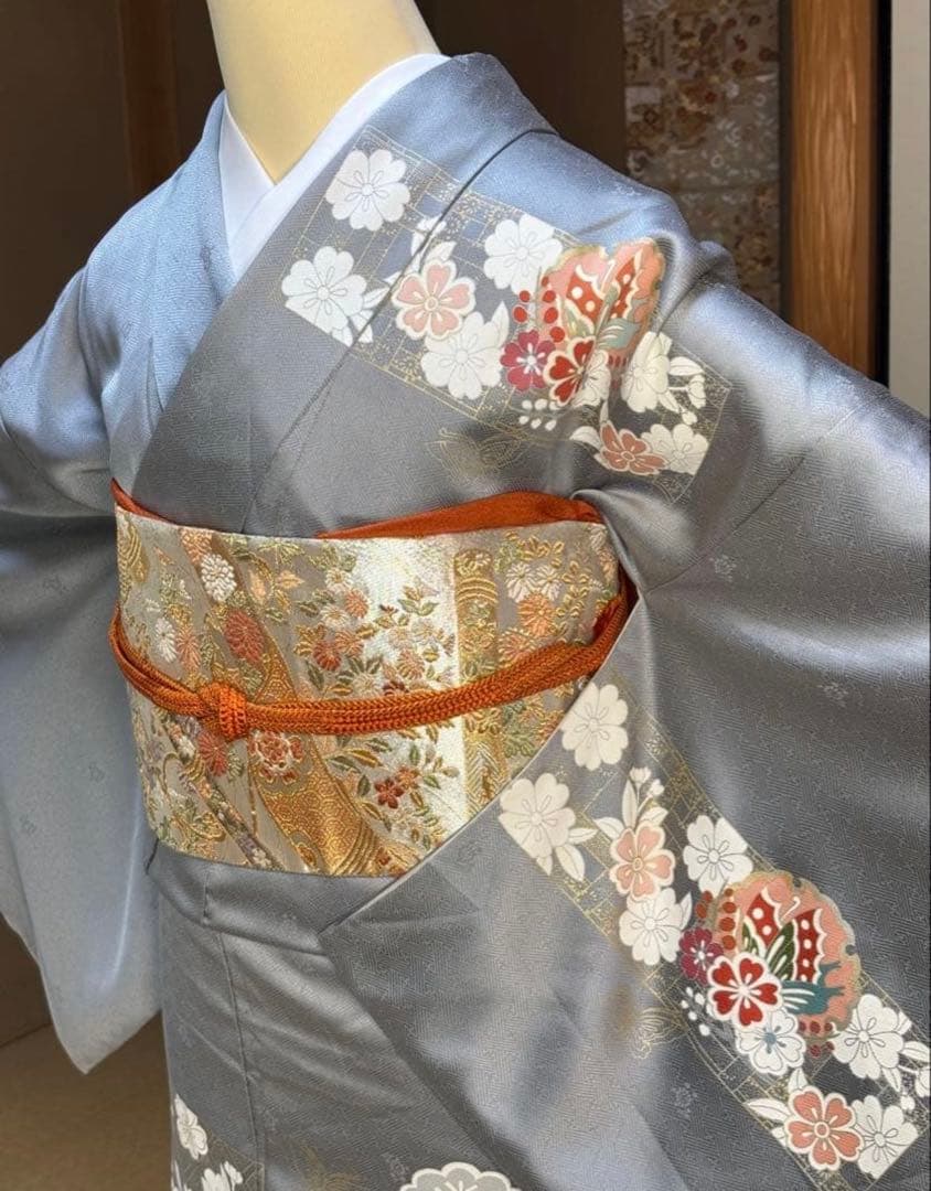 ⭐️華やかフォーマル4点フルセット 正絹訪問着　袋帯　帯締め帯揚げ