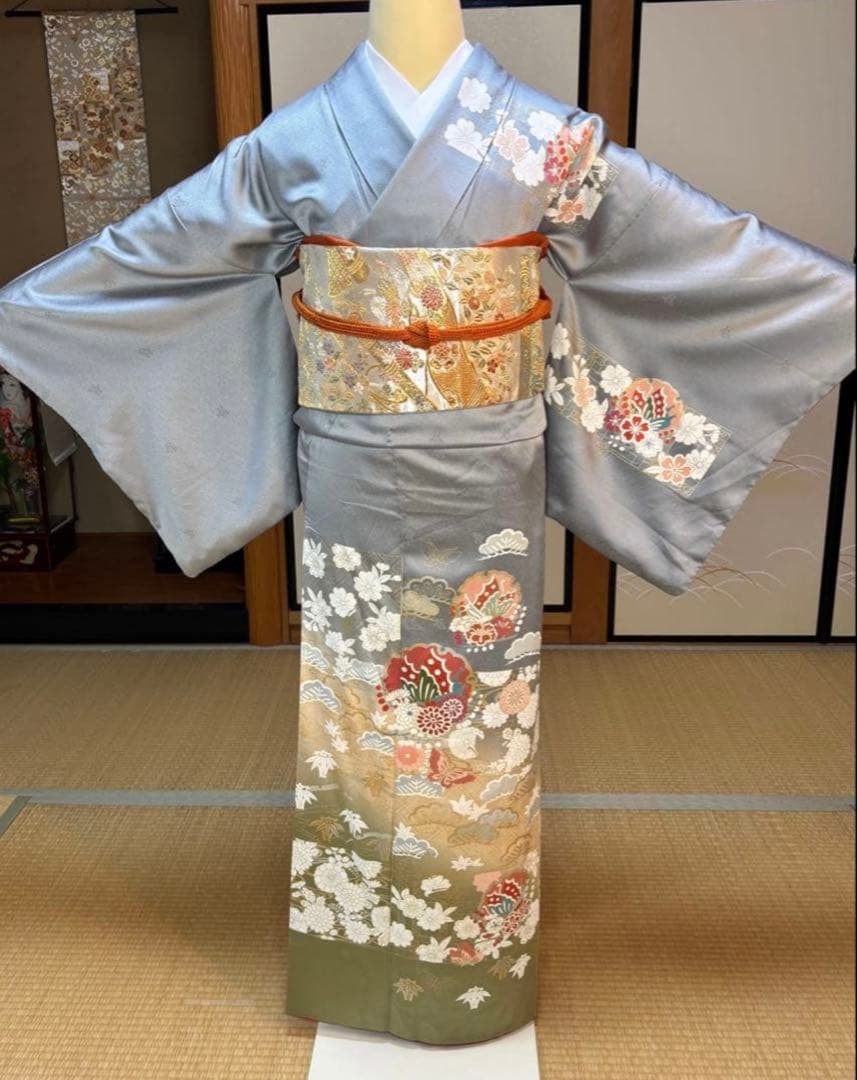 ⭐️華やかフォーマル4点フルセット 正絹訪問着　袋帯　帯締め帯揚げ