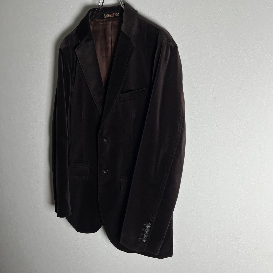 【美品•Lサイズ】ピーエスポールスミス テーラードジャケット ベロア花柄 濃茶