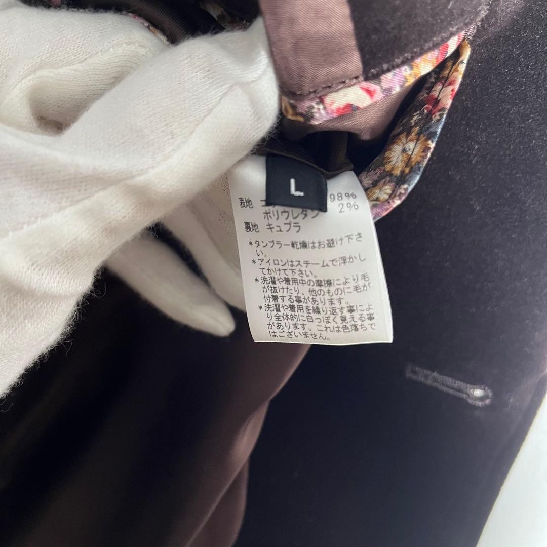 【美品•Lサイズ】ピーエスポールスミス テーラードジャケット ベロア花柄 濃茶