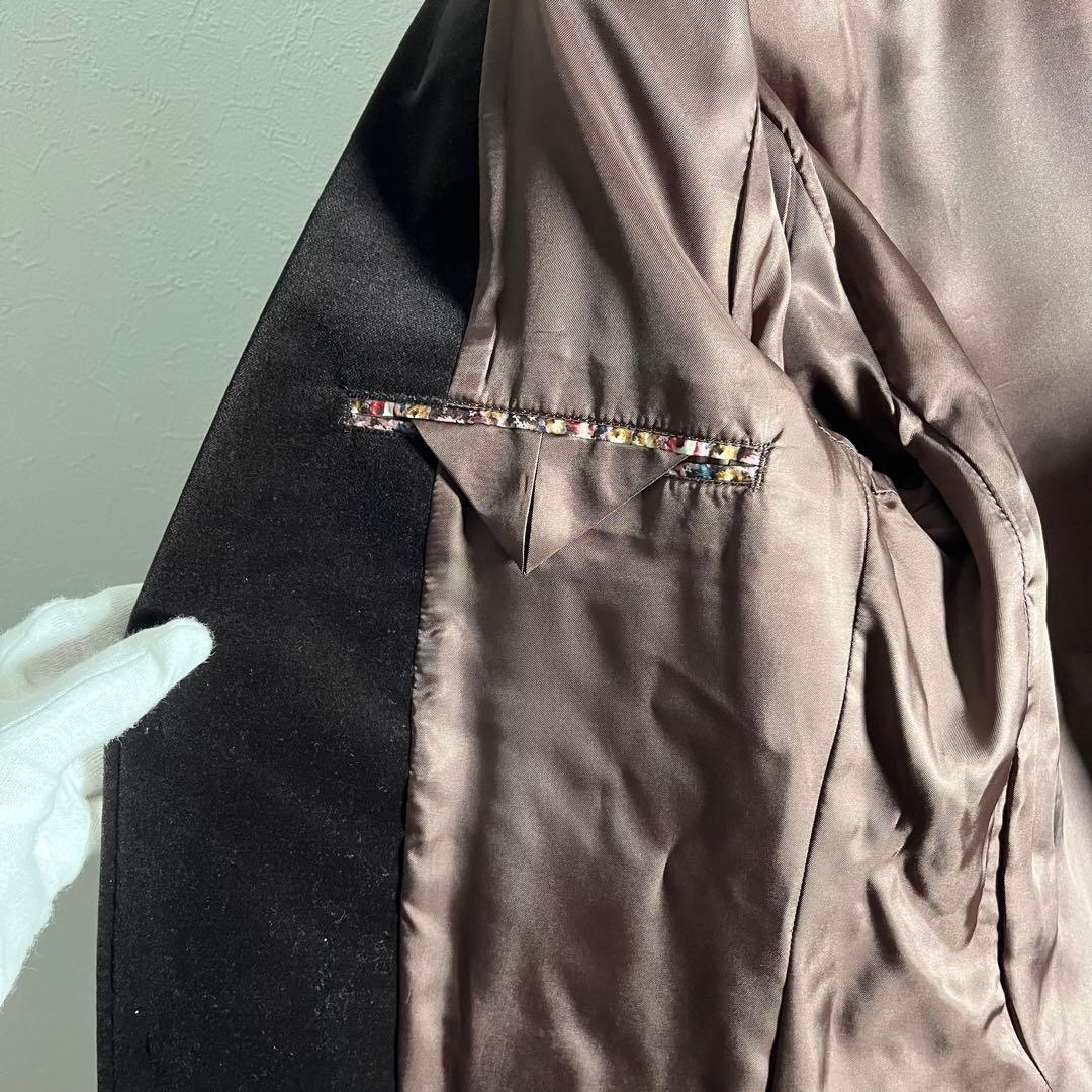 【美品•Lサイズ】ピーエスポールスミス テーラードジャケット ベロア花柄 濃茶