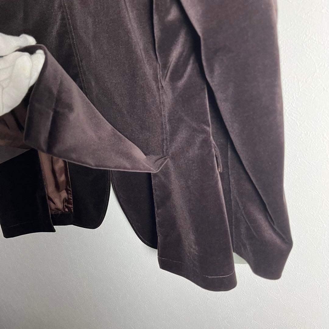 【美品•Lサイズ】ピーエスポールスミス テーラードジャケット ベロア花柄 濃茶