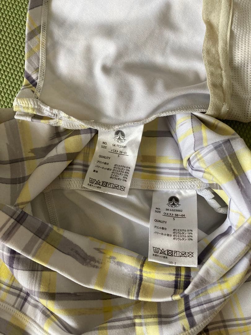 SUKALA 上下セット　Sサイズ　イエローチェック柄 ヨガウェアセット